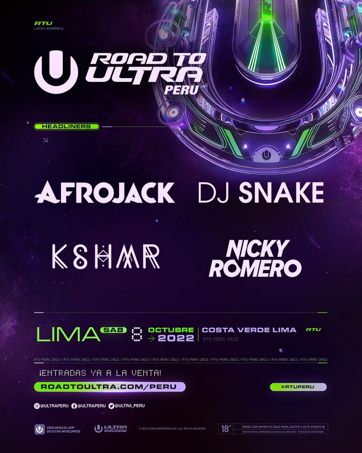 Road To Ultra Peru drops the lineup with headliners Afrojack, DJ Snake